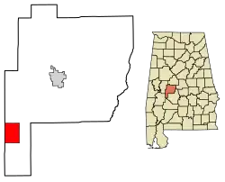 Location of Uniontown in Perry County, Alabama