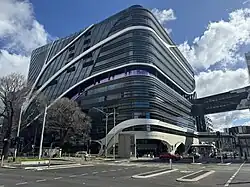 The main eastern entrance and building of Peter MacCallum Cancer Centre in Parkville on the corner of Royal Parade and Grattan Street intersection, September 2024