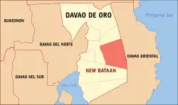 Map of Davao de Oro with New Bataan highlighted
