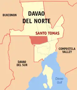 Map of Davao del Norte with Santo Tomas highlighted