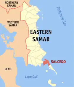 Map of Eastern Samar with Salcedo highlighted