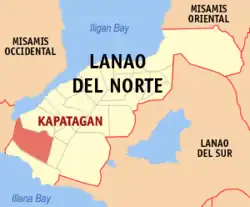 Map of Lanao del Norte with Kapatagan highlighted