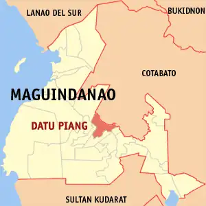 Map of Maguindanao del Sur with Datu Piang highlighted