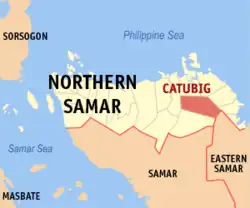 Map of Northern Samar with Catubig highlighted