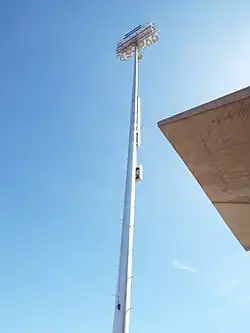 One of the Phoenix Municipal Stadium light pole . The light pole once served the Polo Grounds Stadium in New York. They were shipped to Phoenix after the Polo Grounds Stadium was demolished in 1964 and placed in the Phoenix Municipal Stadium where they still stand today.