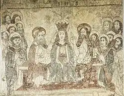 Coronation of the Virgin by the Holy Trinity in the presence of the martyred Apostles.