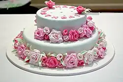 Cake with decorations made from sugar