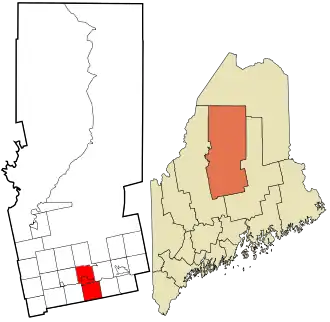 Location in Piscataquis County and the state of Maine.