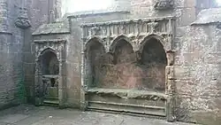 Fifteenth-century piscina and sedilia, Lincluden Collegiate Church, Dumfries and Galloway