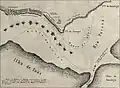 Plan of the passage of the Brazilian Squadron by the ravines of Turupi and Guabijú, on 12 August 1865. Raised and drawn by A. L. von Hoonholtz (Suplemento da Semana Illustrada n.º 248, 1865).