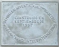 Plaque at entrance