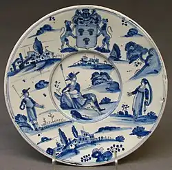 Armorial dish, with characters from L'Astrée, 1650–75