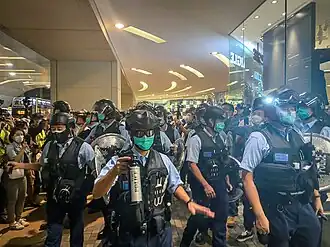 Police with pepper spray