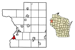 Location of Osceola in Polk County, Wisconsin.