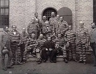 Black-and-white prison uniforms