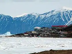 Pond Inlet in mid-June 2005 from Salmon Creek, 3.5 km (2.2 mi) west of the hamlet