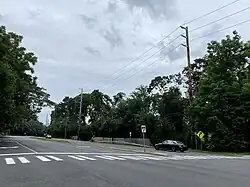 The transmission line as seen on Port Washington Boulevard in 2021