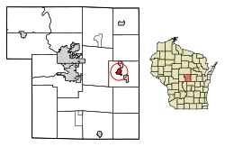 Location of Amherst Junction in Portage County, Wisconsin.