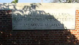 Potijze Château Lawn and Grounds Commonwealth War Graves Commission cemeteries entrance stone