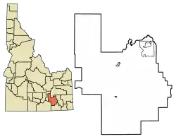 Location of Rockland in Power County, Idaho.
