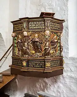 Hans Nielsen Bang's pulpit in Skeby Church.