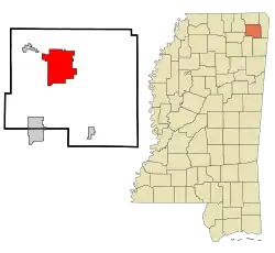 Location in Prentiss County and Mississippi