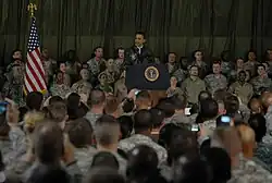 President Barack Obama addresses US Troops during his surprise visit in Afghanistan, March 28, 2010