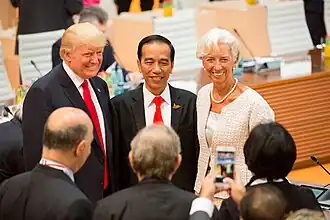 Jokowi with US President Donald Trump and IMF Chairman Christine Lagarde in the Hamburg G20 summit