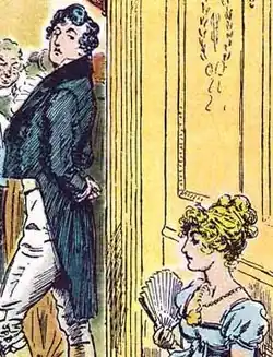 Illustration of Mr. Darcy and Elizabeth Bennet from Pride and Prejudice, by C. E. Brock (1895)