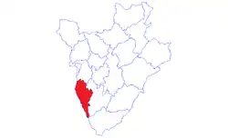 Map of the former province of Rumonge in Burundi