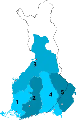 1634-1640 1&nbsp;Turku 2&nbsp;Uusimaa and Tavastia 3&nbsp;Ostrobothnia 4&nbsp;Karelia 5&nbsp;Käkisalmi