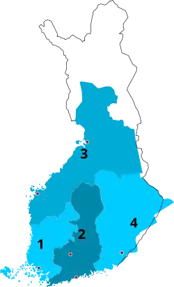 1721-1743 1&nbsp;Turku and Pori 2&nbsp;Uusimaa and Tavastia 3&nbsp;Ostrobothnia 4&nbsp;Savonlinna and &nbsp;&nbsp;&nbsp;Kymenkartano