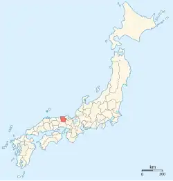 Map of Japan highlighting Tajima Province