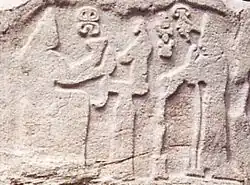 Hittite relief from Firaktin, copy in the Museum of Kayseri: Puduhepa and Hepat.