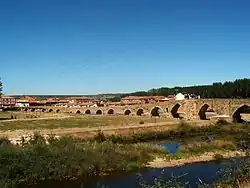 Medieval bridge over the Órbigo River in Hospital de Órbigo, León.