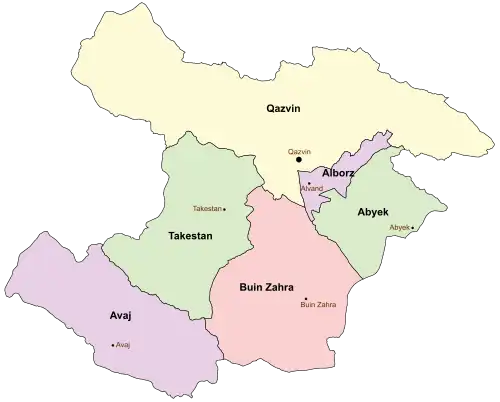 Counties of Qazvin Province