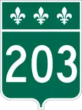 Route 203 marker