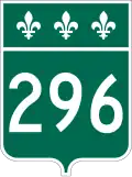 Route 296 marker