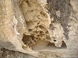 Salt weathering of sandstone near Qobustan, Azerbaijan