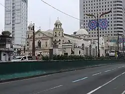 Side view of the facade