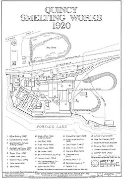 Quincy Smelting Works plan created by the HAER, National Park Service, Department of the Interior.
