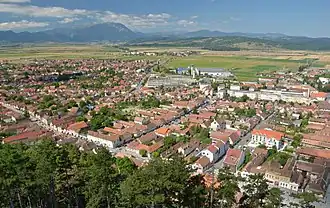 The town of Râșnov as seen from the Râșnov citadel