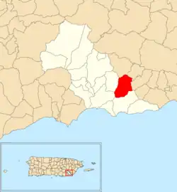 Location of Ríos within the municipality of Patillas shown in red