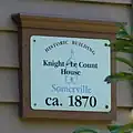 The identifying sign on the face of the R. A. Knight–Eugene Lacount House