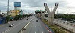 Rama II Road with Rama III-Dao Khanong-Outer Ring Road Expressway under construction.