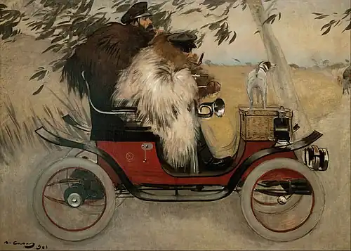 Ramón Casas and Pere Romeu in an Automobile, 1901