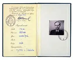 Swedish diplomatic passport from 1944, issued to Raoul Wallenberg.