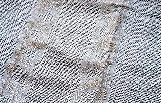 A cocoon fabric with raya kalado from Lumban, Laguna. Making these can take several months to complete.