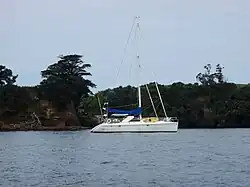 Reef Dragon moored at Leigh between survey trips. New Zealand, November 2012