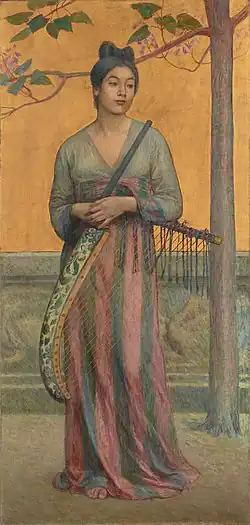 Japan. Kugo (箜篌), a Japanese angular harp.